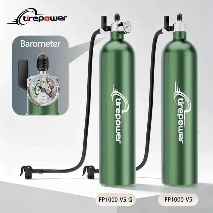 Bouteille d'air 1,3 L en alliage d'aluminium avec manomètre pour gonflage rapide pneus tubeless VTT et vélo de route rouge ou jaune