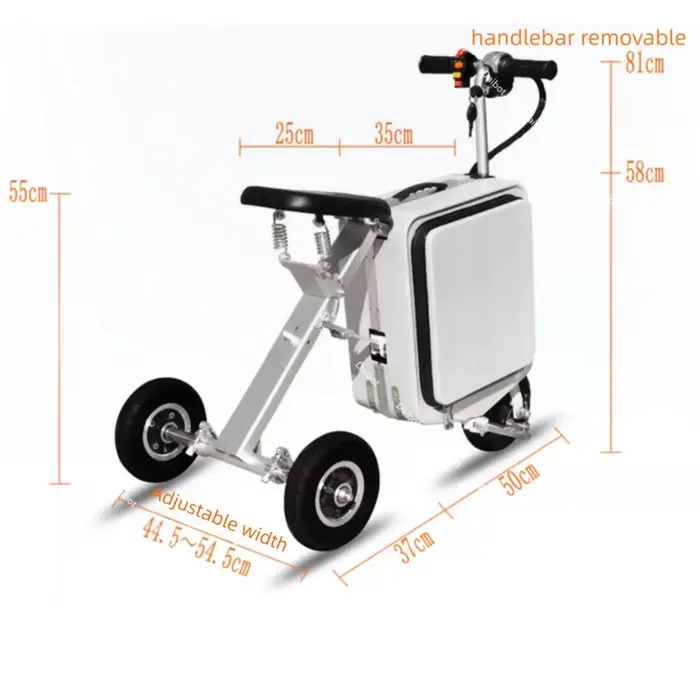 Scooter électrique de mobilité pliant 2 places léger avec batterie amovible et cadre en alliage d'aluminium aéronautique pour adultes seniors