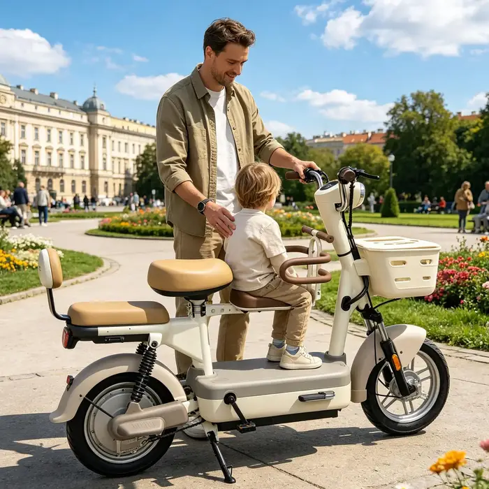Siège tandem pour vélo adulte et scooter électrique, siège avant pliable pour enfant avec garde-corps pour vélo électrique