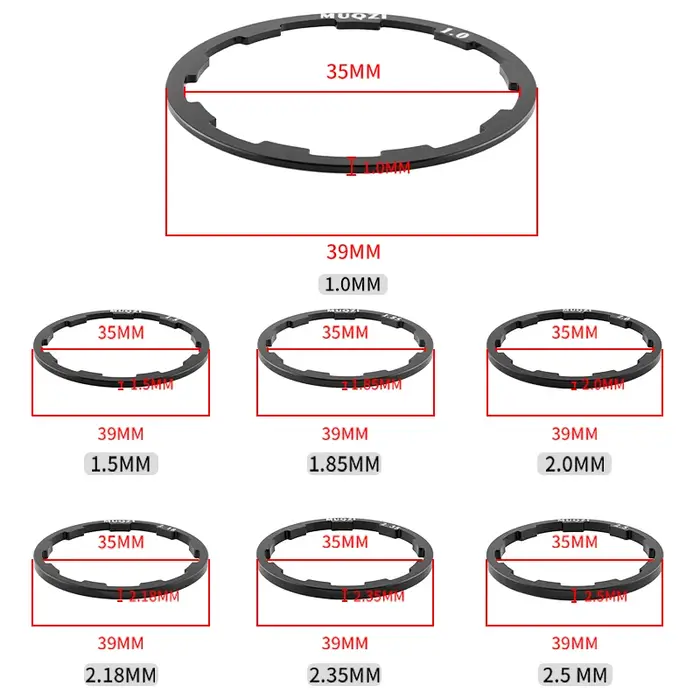 MUQZI 5 pièces rondelle de moyeu de vélo 7 8 9 10 11 12 vitesses Cassette volant entretoise 1mm 1.5mm 1.85mm 2mm 2.18mm