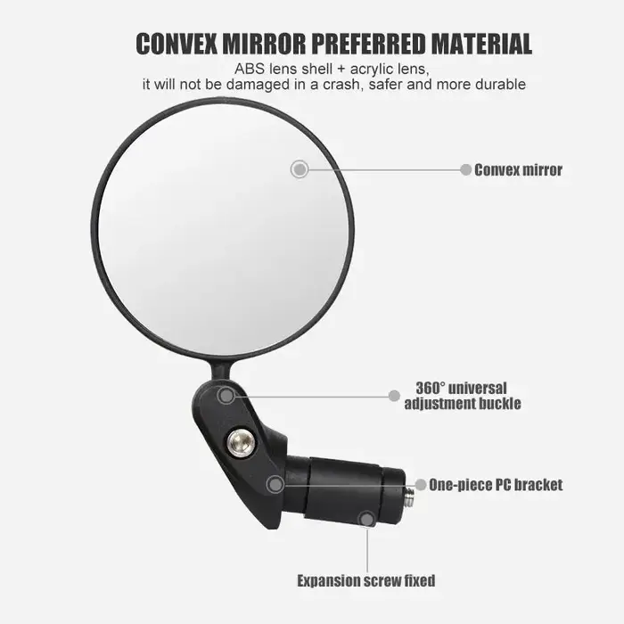 Rétroviseurs d'extrémité de barre de poignée de moto pliables ronds