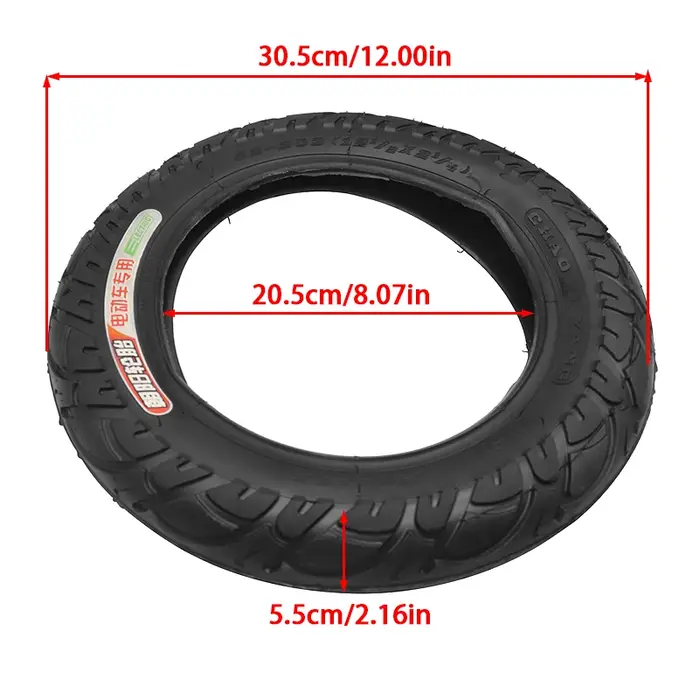 Pneu de 12 pouces 12 1/2 X 2 1/4 (62-203) compatible avec de nombreuses trottinettes électriques et vélos
