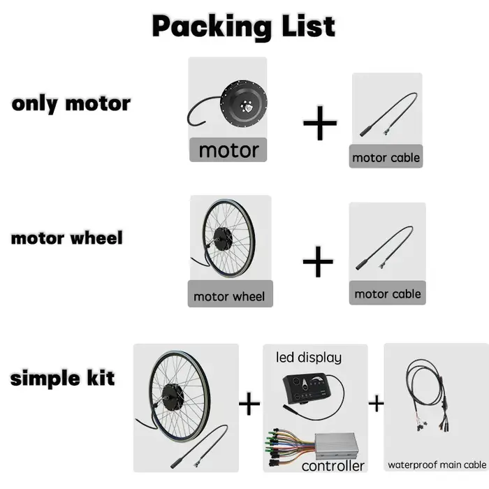Moyeu moteur roue E vélo 250W 350W 500W 36V engrenage sans brosse arrière avant pour Kit