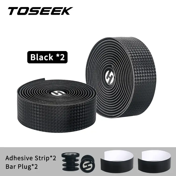 Ruban de guidon de vélo de route TOSEEK en cuir PU tressé carbone 3K, accessoires de vélo