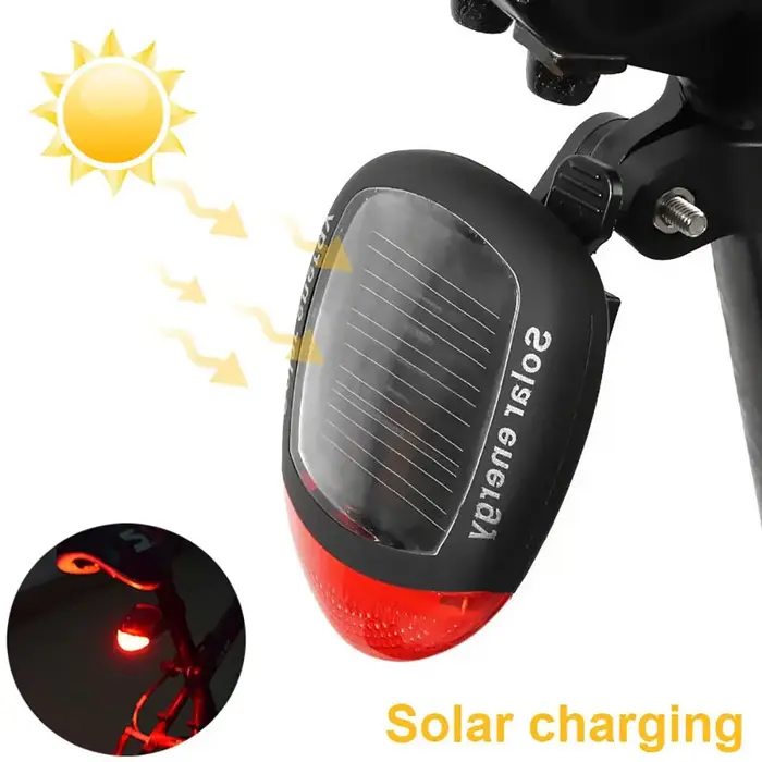 Feu arrière de vélo solaire, sécurité en cyclisme, énergie solaire, feu arrière de vélo, conduite de