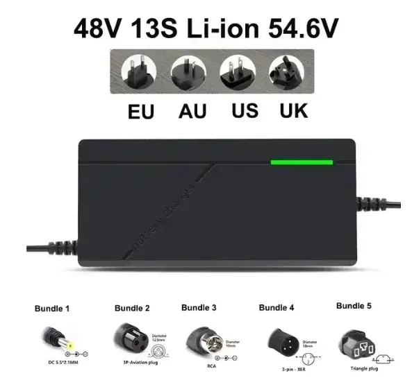 Chargeur de batterie Li-ion 36V 48V / 2A 3A 5A 10S 13S, chargeur de batterie 42V 54.6V 2A 3A 5A, cha