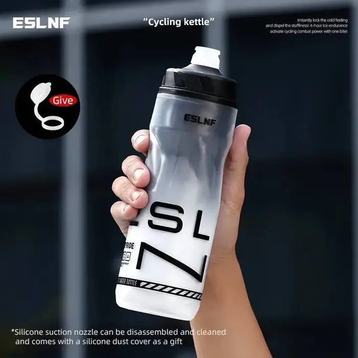 Bouteille d'eau isotherme double paroi pour vélo de route et VTT, grande capacité 610 ml, portable E