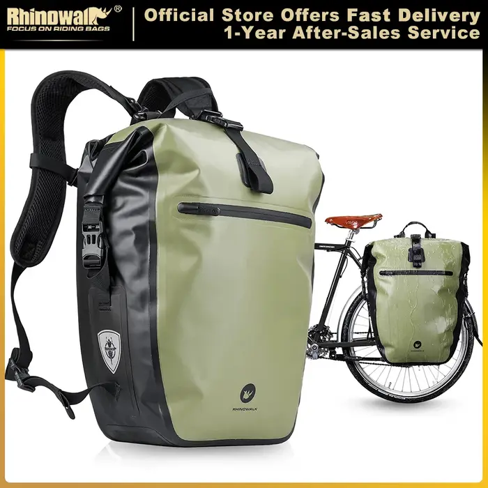 Rhinowalk – sac de vélo 100% étanche, grande capacité de 27l, multifonctionnel, porte-bagages arrière, sacs de cyclisme