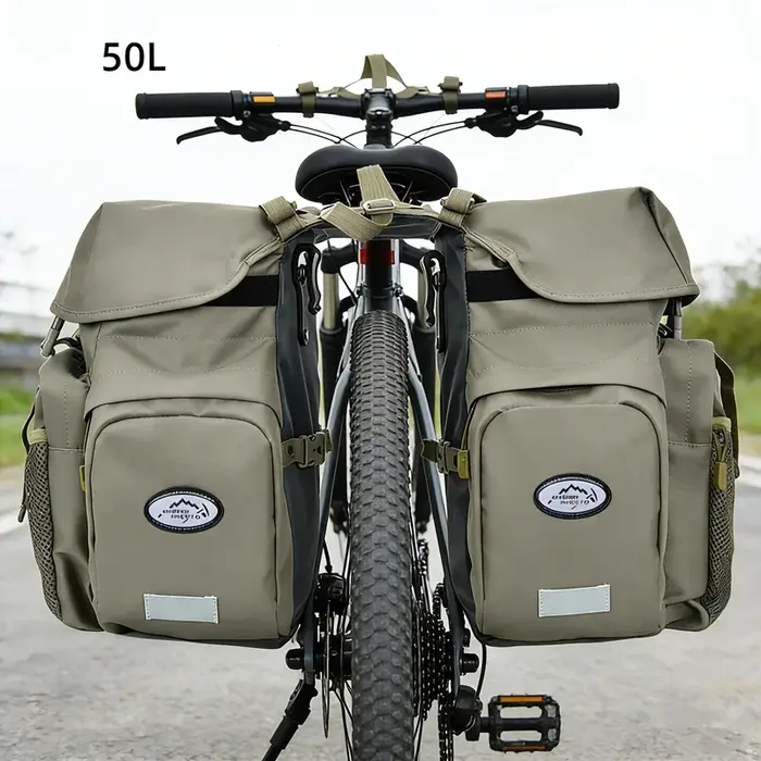 2026 sac de vélo 50L Nylon vélo support arrière coffre vélo bagages siège arrière sacoche réfléchissant cyclisme stockage vélo accessoires