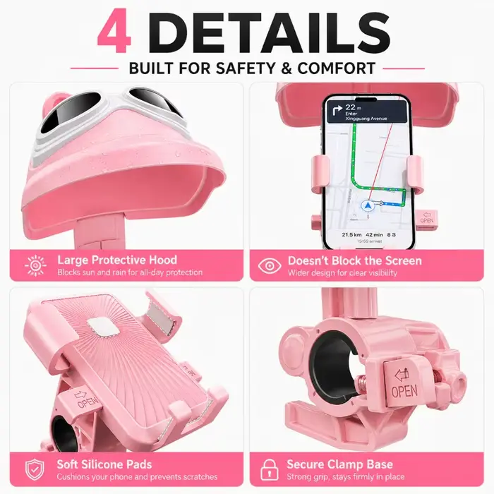 Support de téléphone pour scooter avec protection solaire et pluie