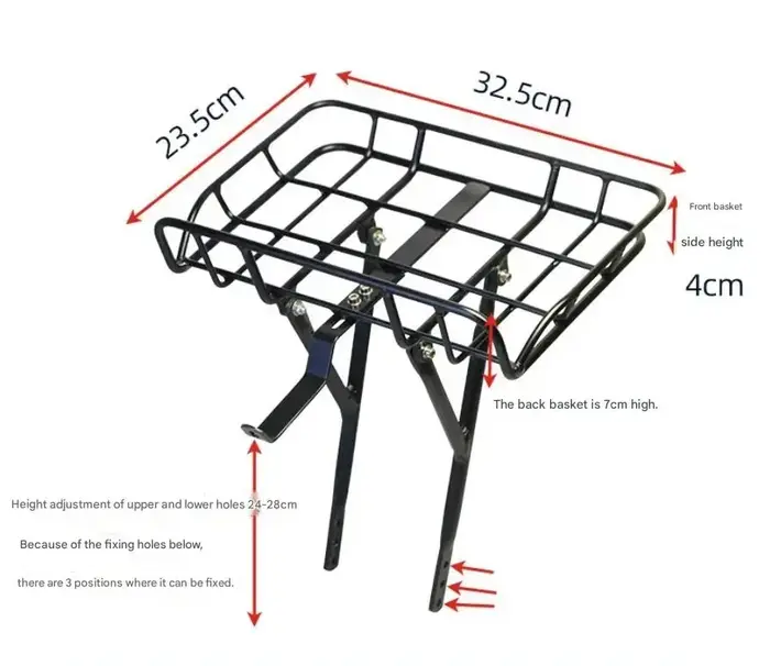 Porte-bagages avant de vélo de 20 pouces en alliage d'aluminium super léger