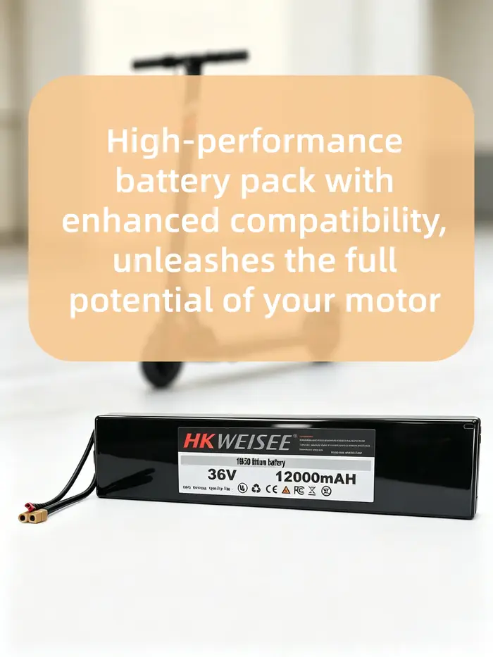 Batterie au lithium pour trottinette électrique, 36V, 12000mAh, rechargeable, haute capacité, avec BMS, pour moteurs de 250W à 500W