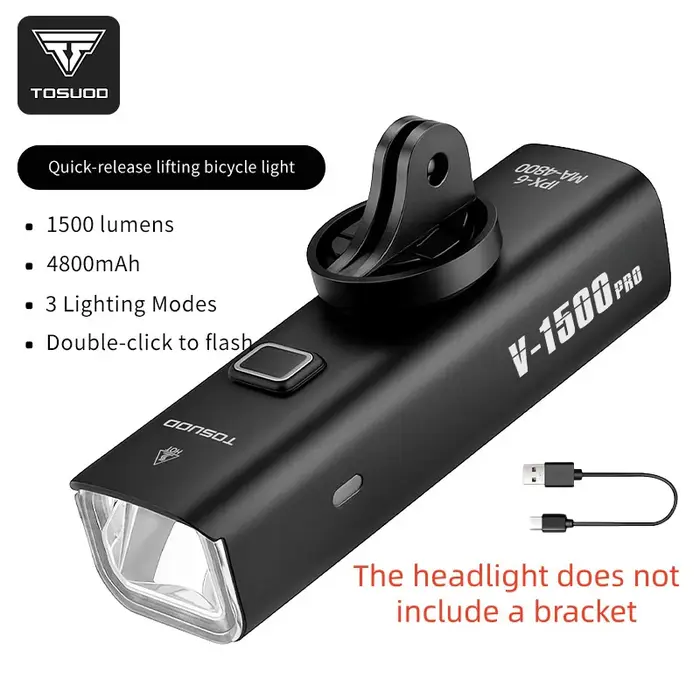 TOSUOD feu avant de vélo 1500 Lumens 4800mAh lumière