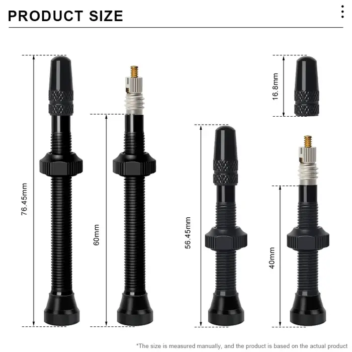 Valve tubeless pour vélo 40/60 mm F/V Presta