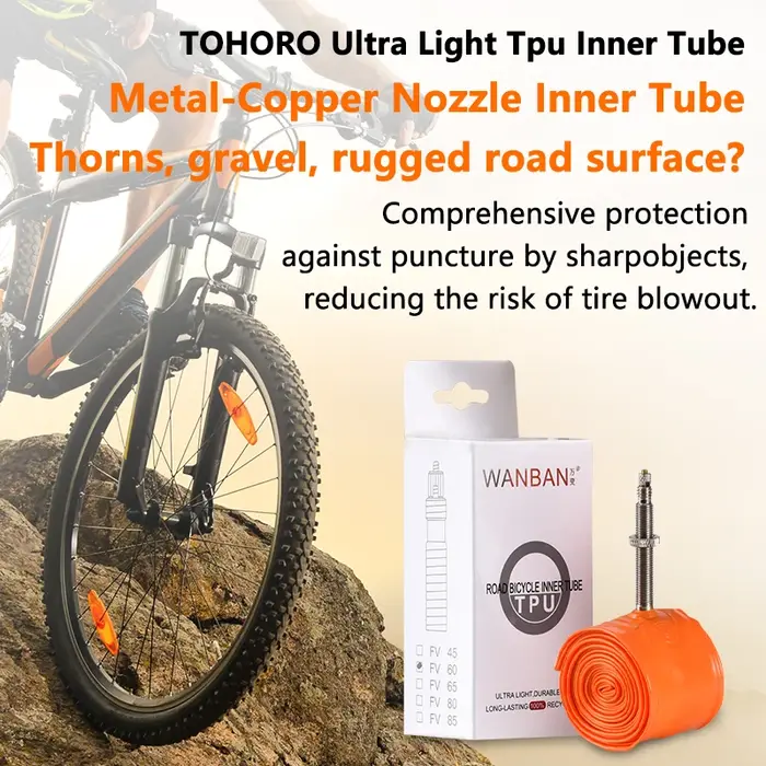 Ultra léger portable gravel vélo chambre à air 26 "27.5" 29 "1.9-2.5 VTT 700C valve en métal disponi