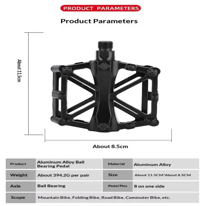 1 paire de pédales de vélo à double roulement en alliage d'aluminium