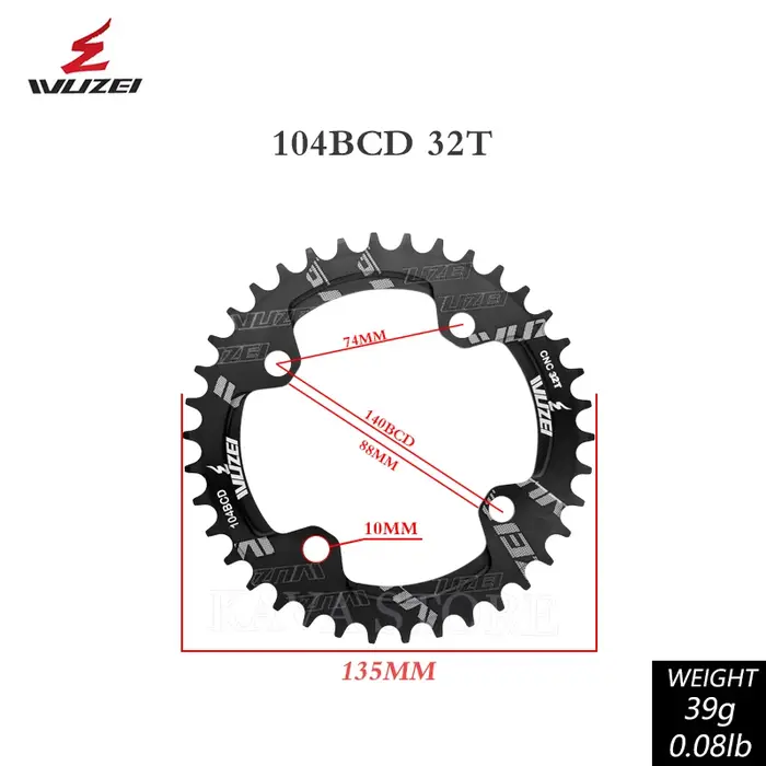Plateau de chaîne VTT Wuzei 104BCD Narrow Wide 104 BCD Couronne Pignon VTT 30 32 34 36 38 40 42T Pla