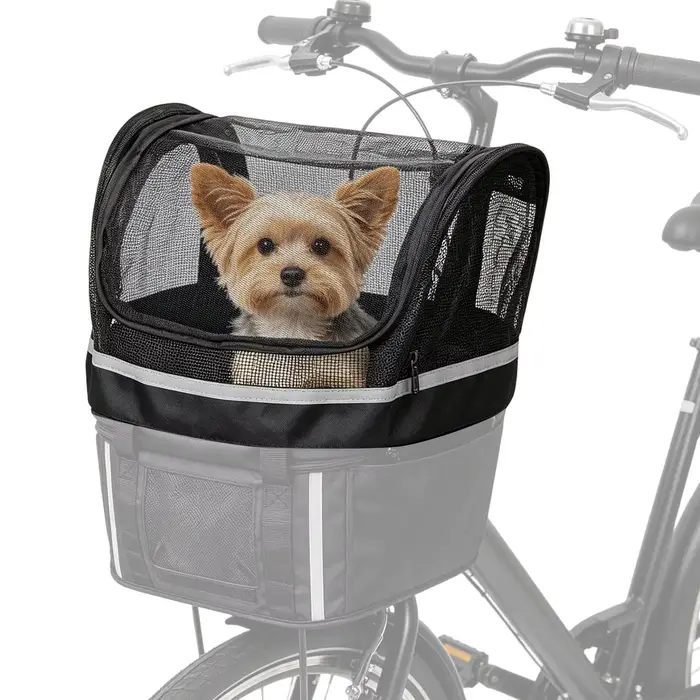 Panier de vélo pour chien avec fenêtre, support de guidon renforcé pour animaux de compagnie, accessoire de voyage quotidien en extérieur
