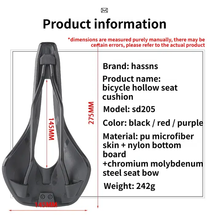 Selle de vélo en cuir HASSNS 145 mm