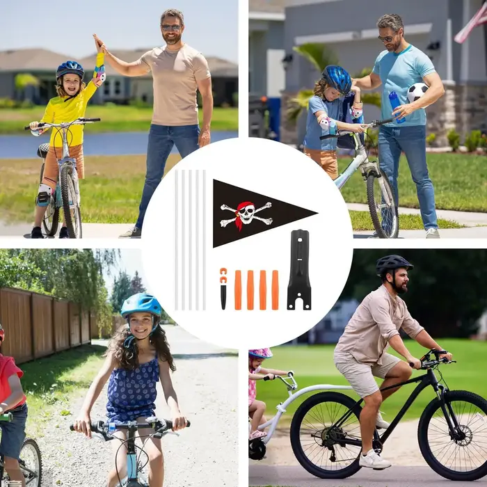 Drapeau avec poteau, drapeaux de sécurité imperméables pour vélo