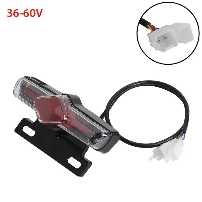 Feu arrière LED de sécurité pour trottinette électrique 12V 36V-60V, clignotant, lampe de porte-baga