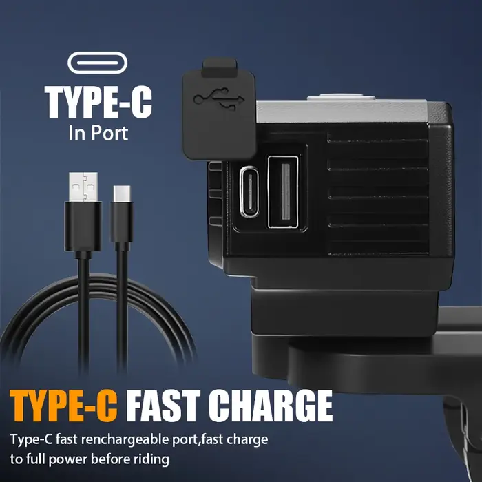 Feu avant de vélo solaire haute luminosité XPE avec 20 LED et klaxon pour VTT et ville étanche rechargeable USB Type-C