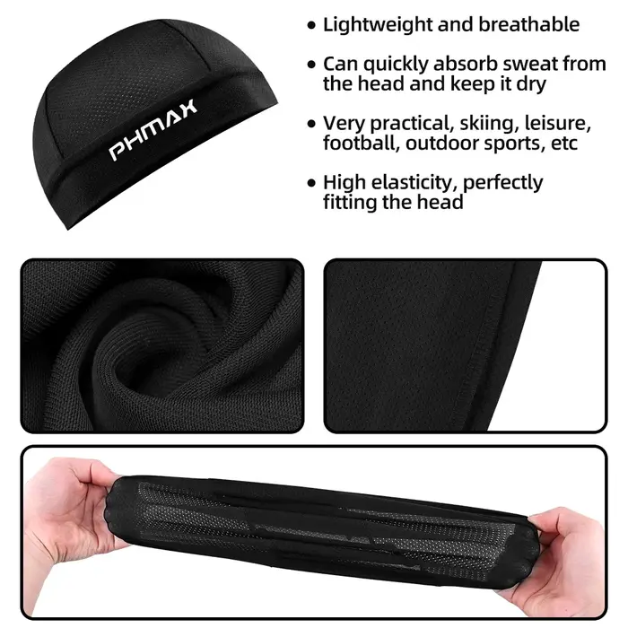 PHMAX haute qualité foncé chapeaux Bandana cyclisme sport casquette froide course absorbant respirant chapeau