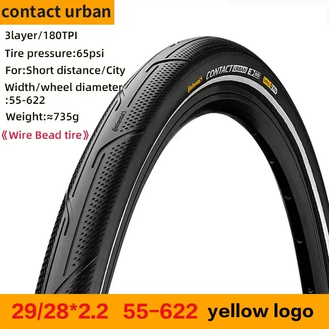 Pneu de vélo Continental Contact Urban 28 29 pouces avec bandes réfléchissantes et technologie Puregrip pour VTT vélo électrique urbain et croiseur