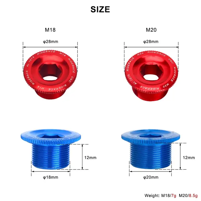Boulon de fixation de bras de manivelle de vélo, écrou de pédalier en alliage d'aluminium, couvercle