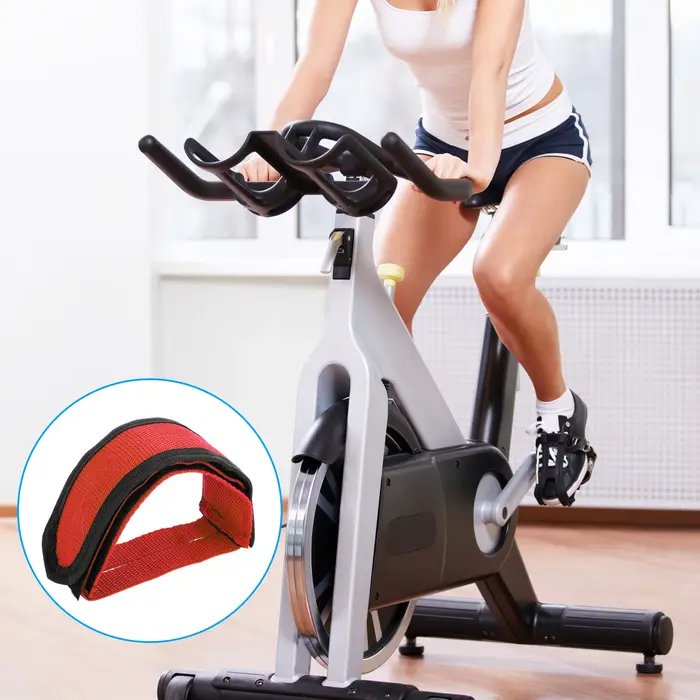 Sangles de pédale de vélo X Autohaux en nylon rouge renforcées à triple couche antidérapantes réglables pour VTT vélo de route et BMX