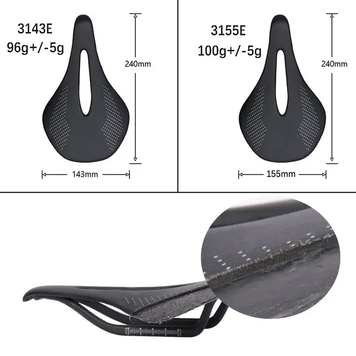 ELITA ONE selle en carbone Super légère 240x143/155mm 96g vtt vélo de route coussin en cuir siège de