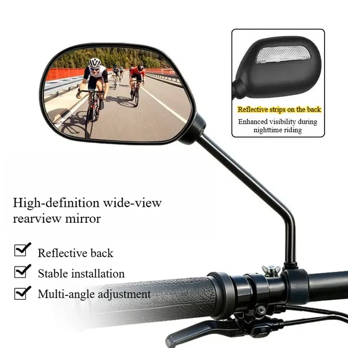 1 Paire de Rétroviseurs de Vélo HD à Vision Large, Réglables à 360 Degrés avec Réflecteur de Sécurité, Rétroviseur Latéral Universel pour Vélo et Vélo Électrique