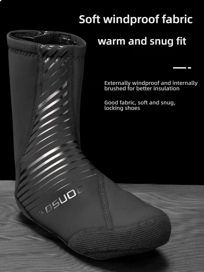 TOSUOD hiver imperméable à l'eau couvre-chaussures de cyclisme réfléchissant thermique élastique