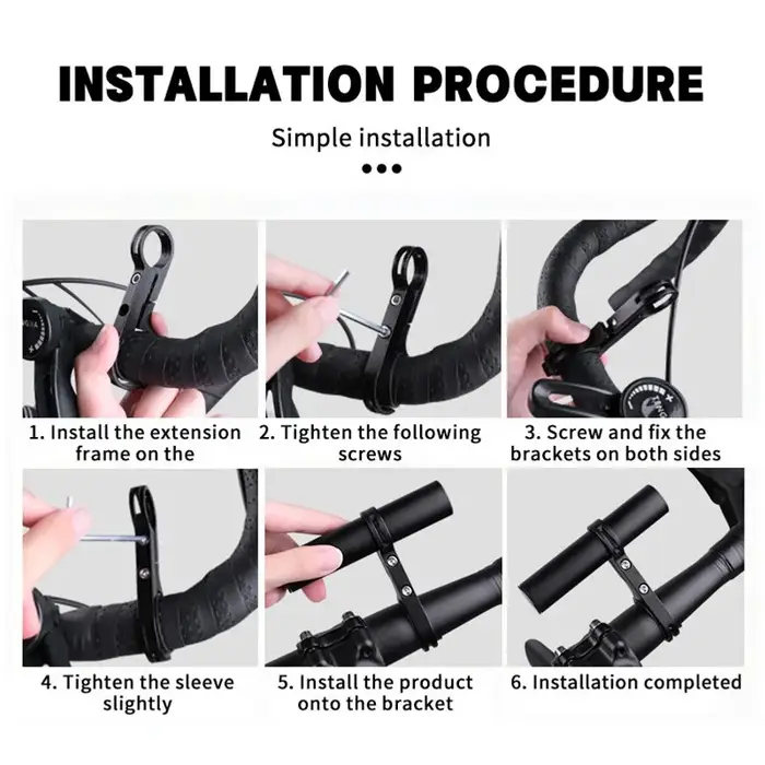 Extension de guidon de vélo multifonctionnelle en alliage d'aluminium noir pour support de téléphone et accessoires sur vélo de route montagne ou croiseur