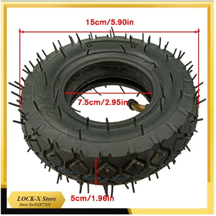 Pneu intérieur et extérieur gonflable 6x2 de 6 pouces pour trottinette électrique et fauteuil roulant