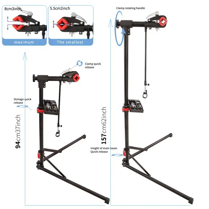 Support de réparation de vélo robuste pour la maintenance des vélos à domicile, dans le garage, l'atelier, le sous-sol, l'appartement, l'intérieur, l'extérieur