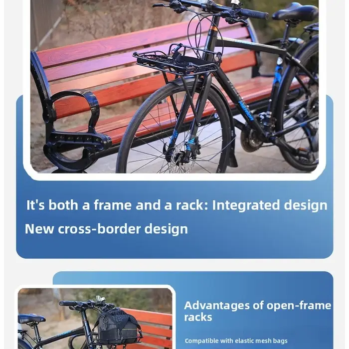 Panier porte-vélo avant en alliage d'aluminium anodisé pour vélos de gravel et de banlieue