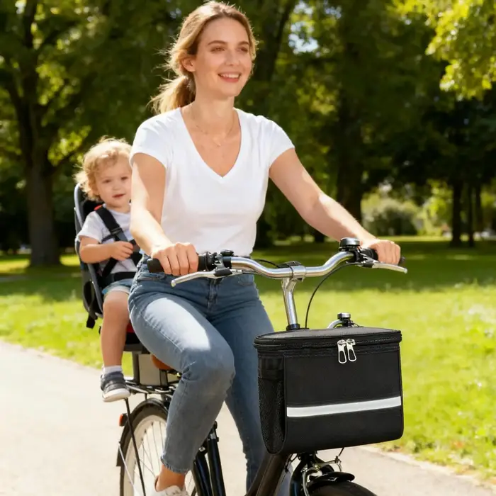 Panier de vélo étanche avec bande réfléchissante