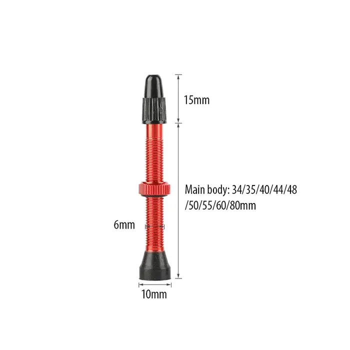 Tiges de Valve Presta Tubeless pour vélo, en alliage d'aluminium, 40mm 44mm 48mm 60mm 80mm, avec out