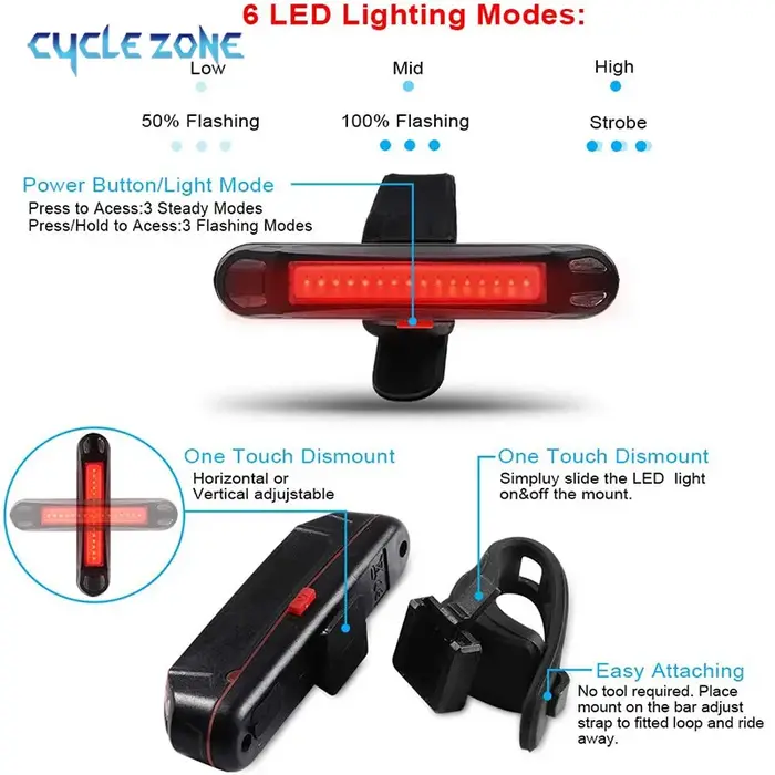 Feu arrière de vélo, lampe d'avertissement de sécurité