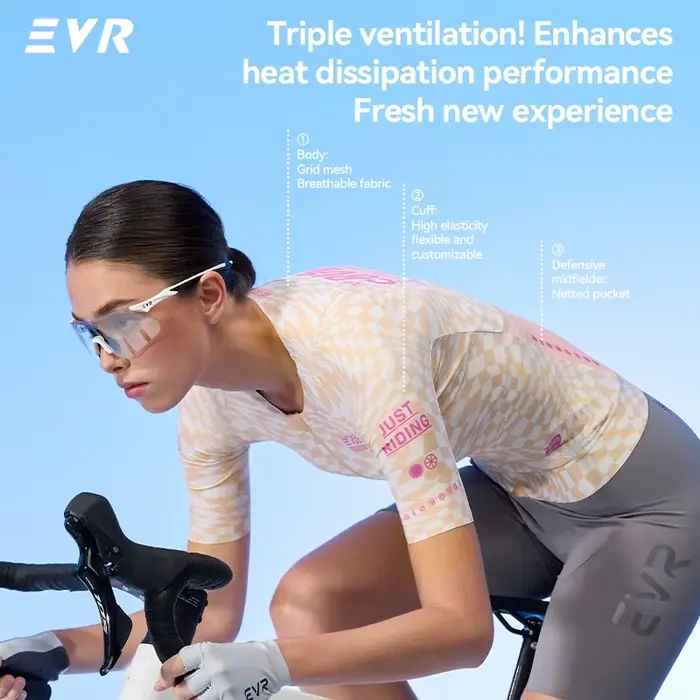 Maillot de cyclisme d'été EVR Pro pour femmes