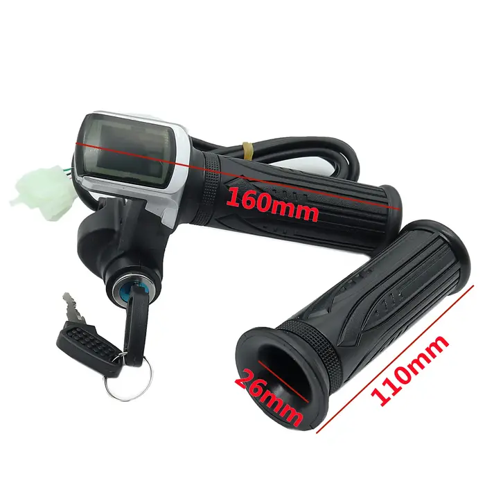 1 paire de poignées de réglage de la vitesse de l'accélérateur de vélo de Scooter électrique avec affichage de verrouillage à clé divide la poignée LCD 24V 36V 48V