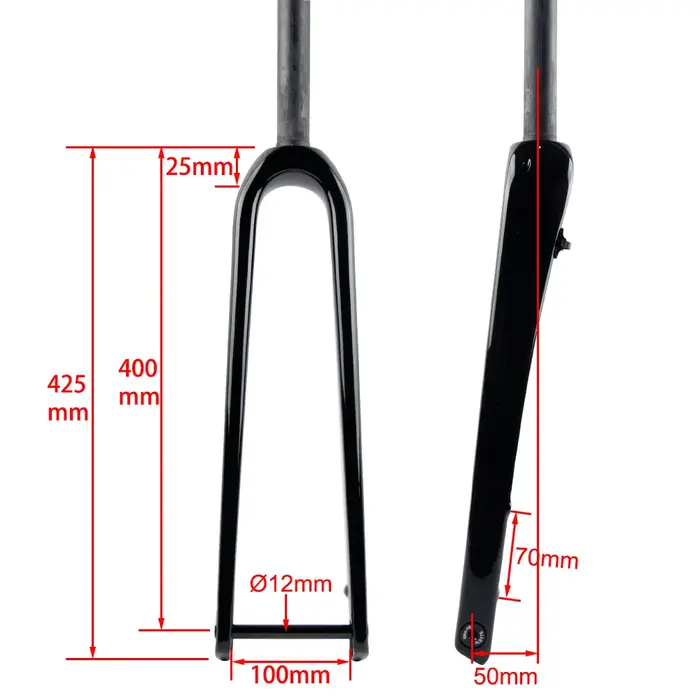 Fourche de vélo de route en fibre de carbone UD T800 pour vélo de gravier cyclocross 700c avec frein à disque et essieu traversant