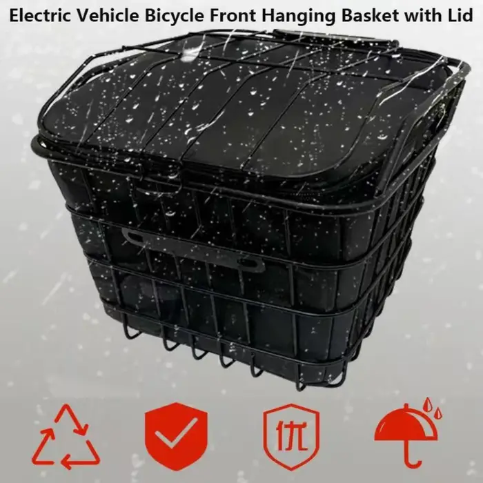 Panier en acier pour vélo de montagne, facile à installer, avec couvercle, réglable, fixe et durable.