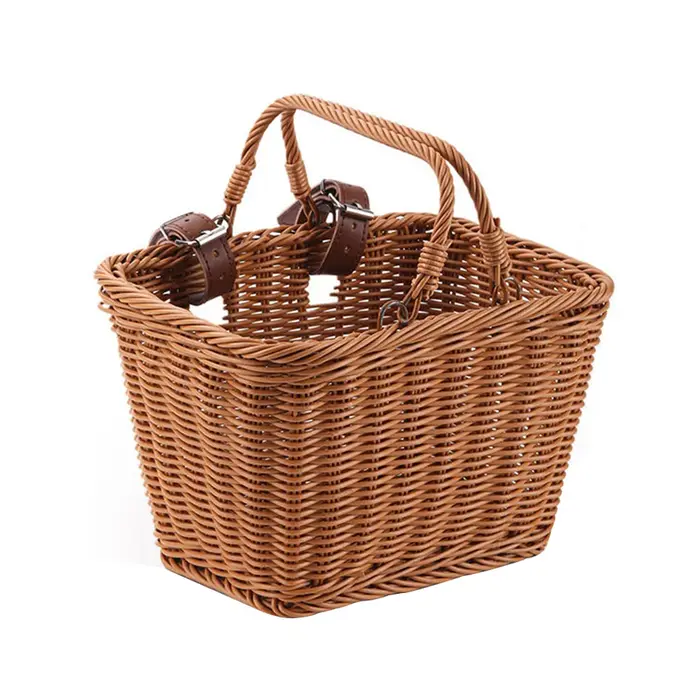 Panier avant de vélo avec sangles en cuir réglables