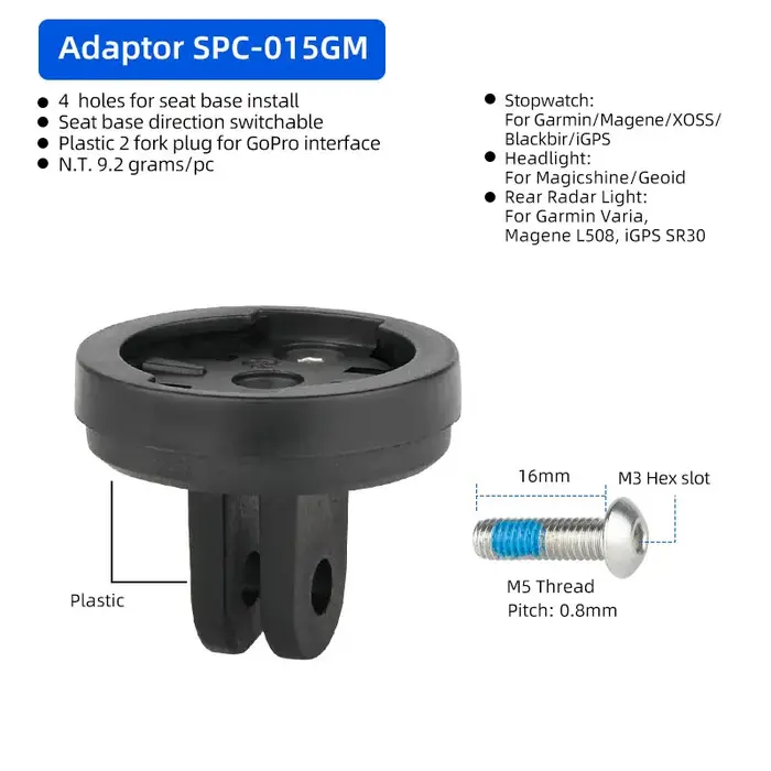 Deemount-Adaptateur de direction réglable pour Garmin, Bryton, Wahoo, radar arrière d'ordinateur, lu