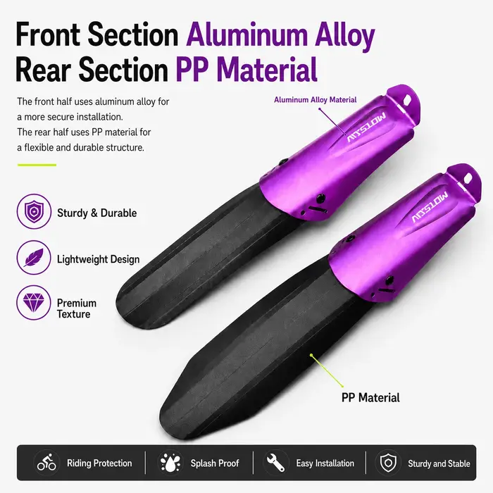 Garde-boue pour vélo pliant 14-20 pouces 412, en alliage d'aluminium et nylon, rétractable et réglable pour la conduite.