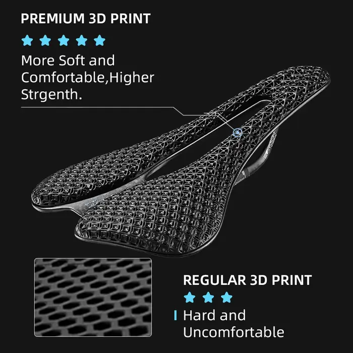 RYET-Selle de vélo en fibre de carbone ultralégère imprimée en 3D, siège pour VTT, route en gravier,
