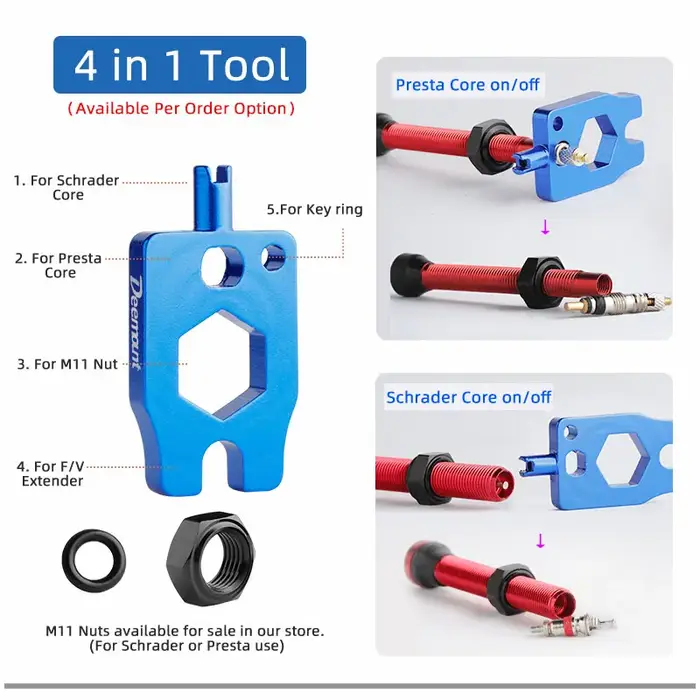 Deemount 2 pièces vannes Schrader A/V 40/60mm CNC usiné anodisé pour jantes Tubeless de vélo de rout