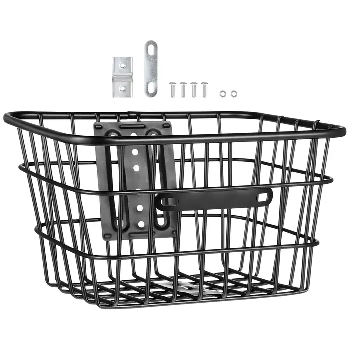 Panier avant en fil de fer noir robuste pour guidon de vélo avec grande capacité de charge pour transporter livres sacs et objets lourds